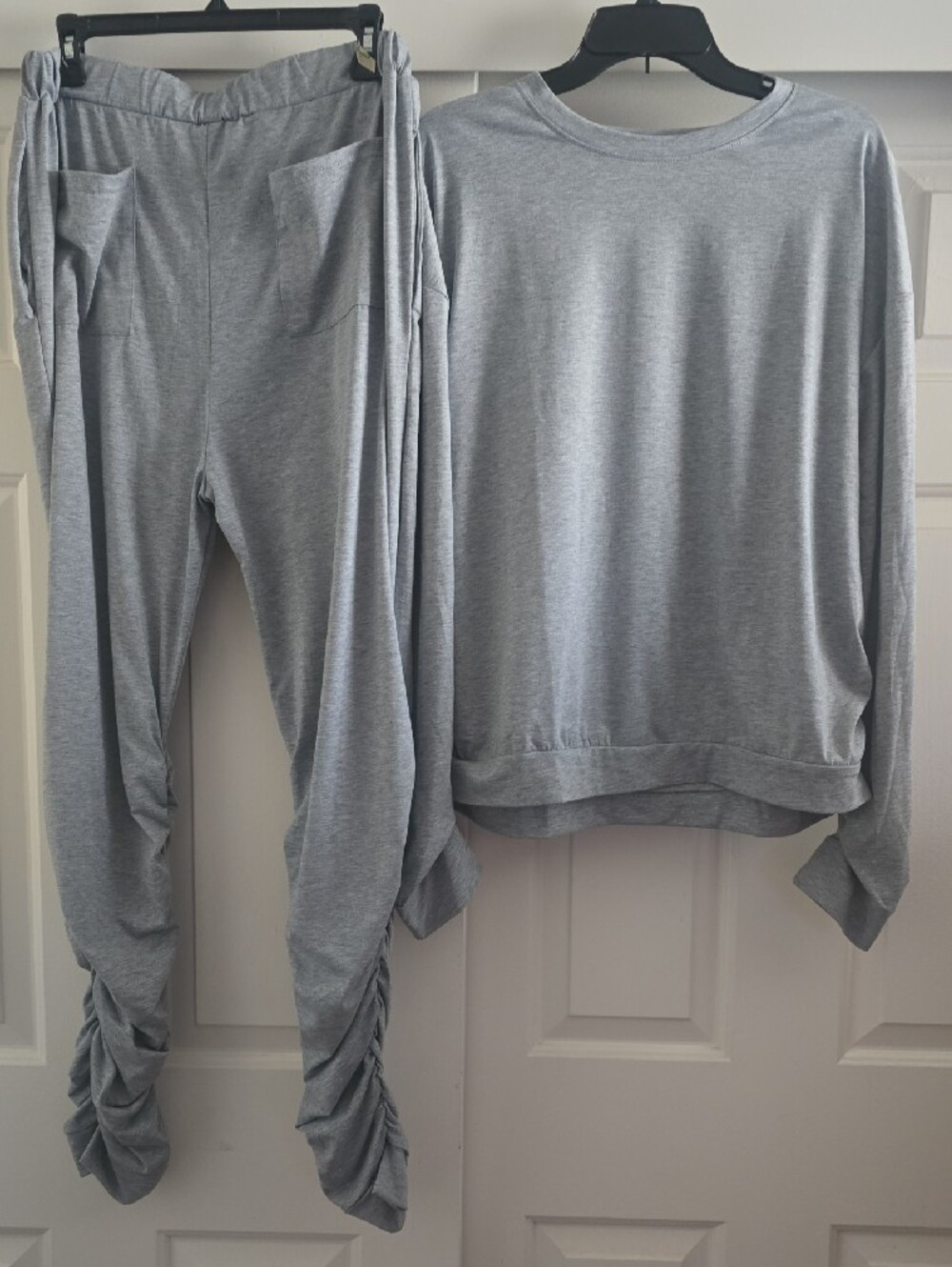 Light Gray Lounge Set - Ruched Joggers & Sweatshirt - Picture 2 of 2